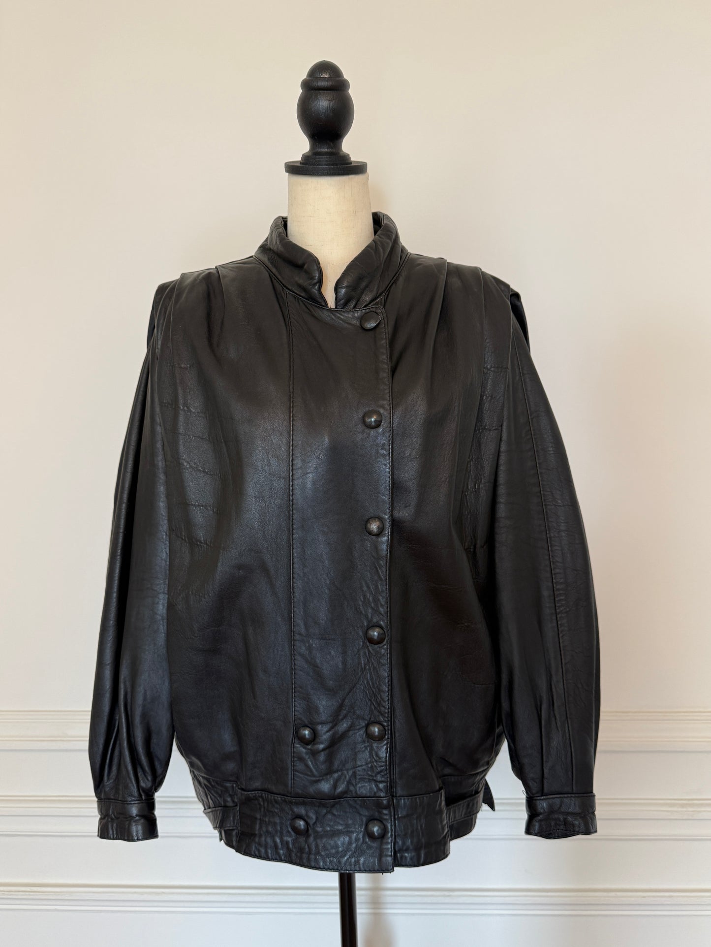 Black Leather Bomber Jacket