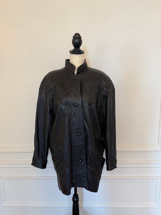 Western Leather Longline Jacket