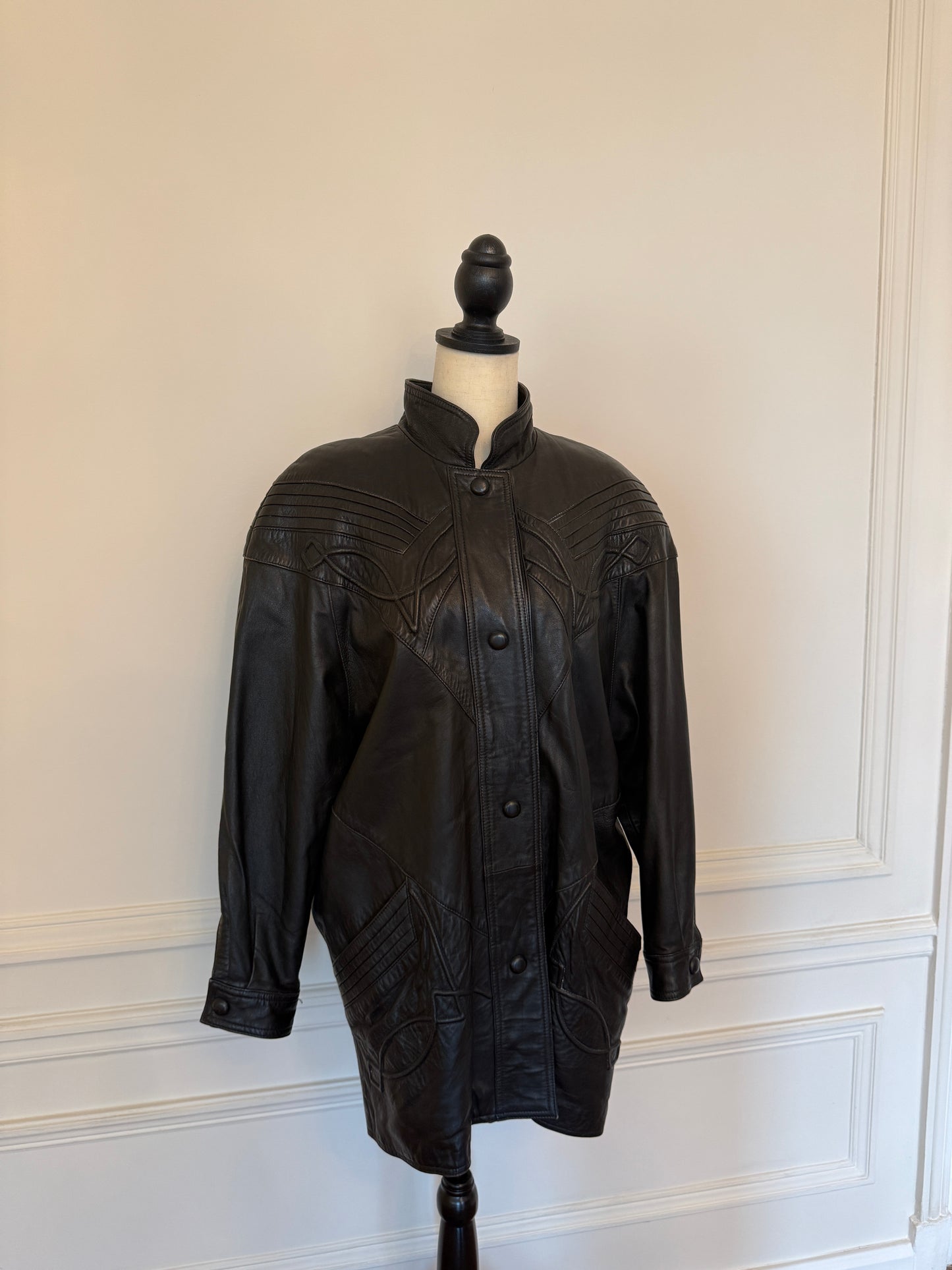 Western Leather Longline Jacket