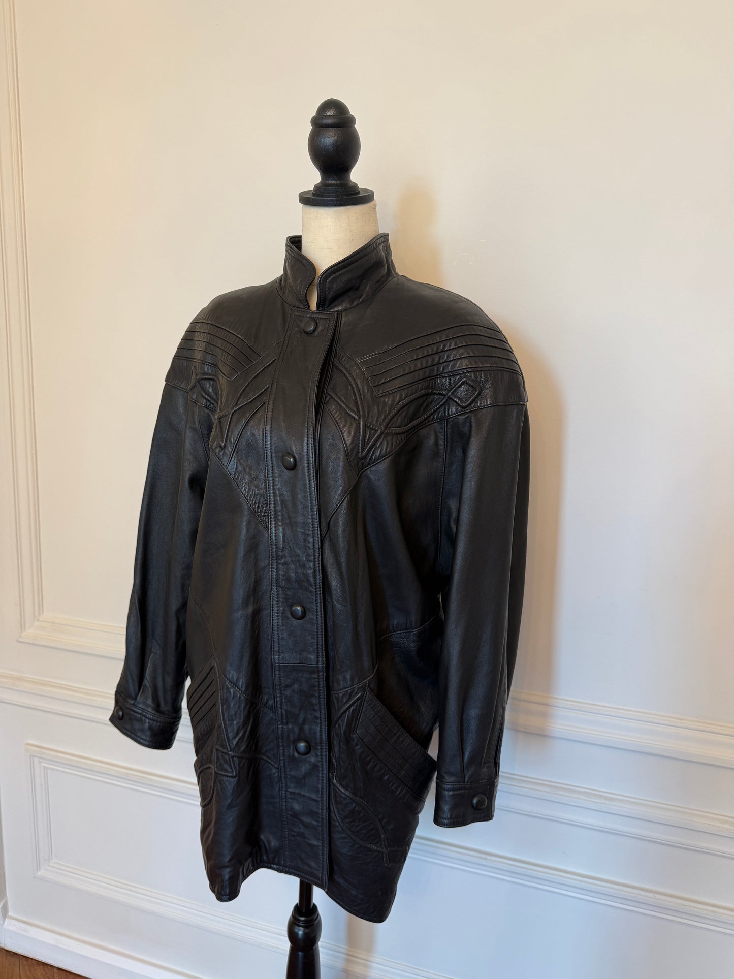 Western Leather Longline Jacket
