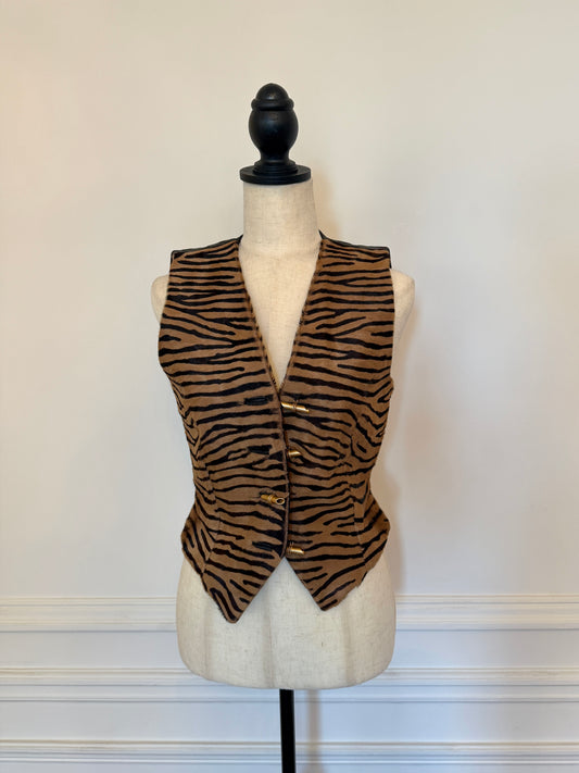 Tiger Print Pony Hair Vest