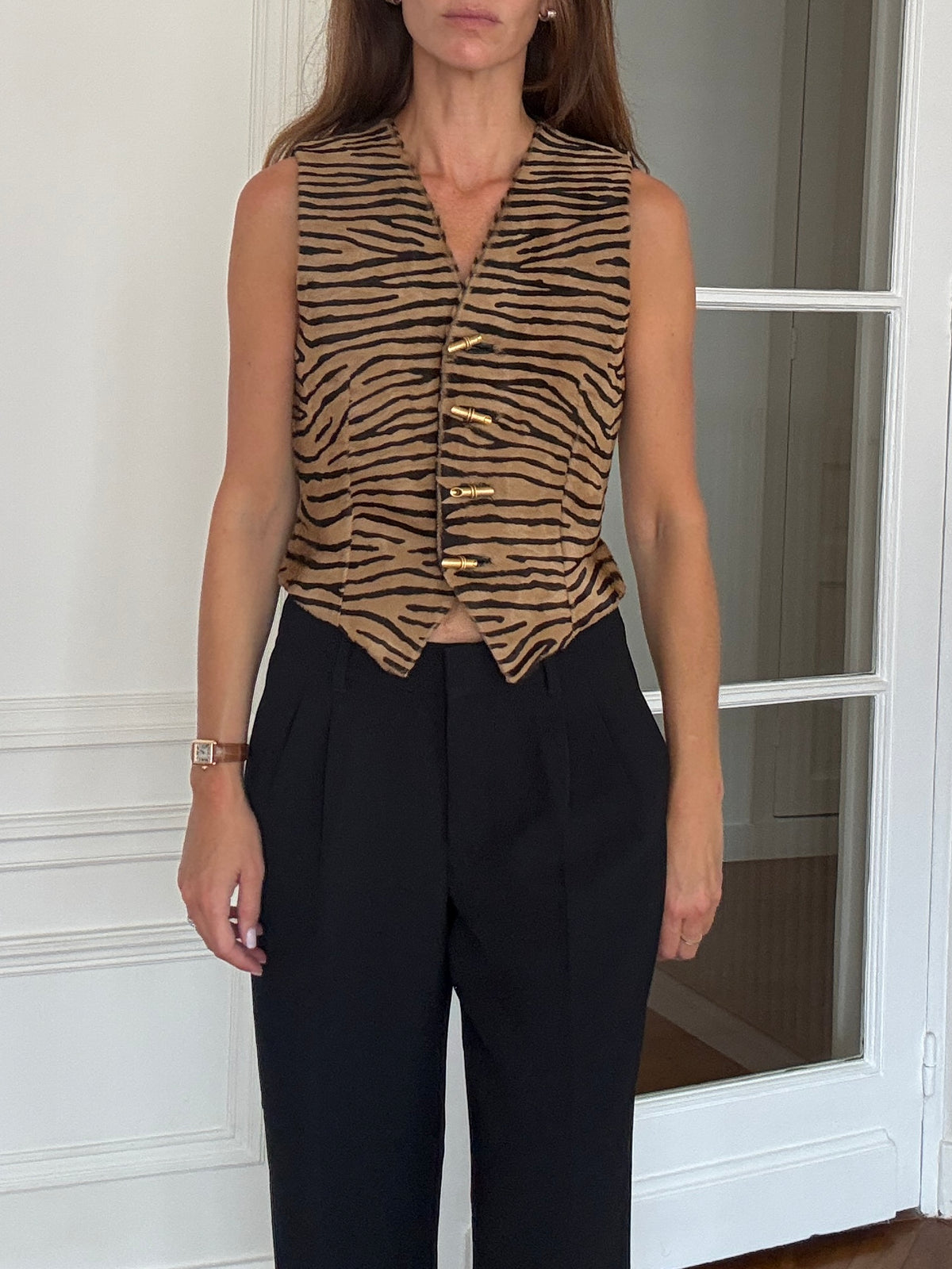 Tiger Print Pony Hair Vest