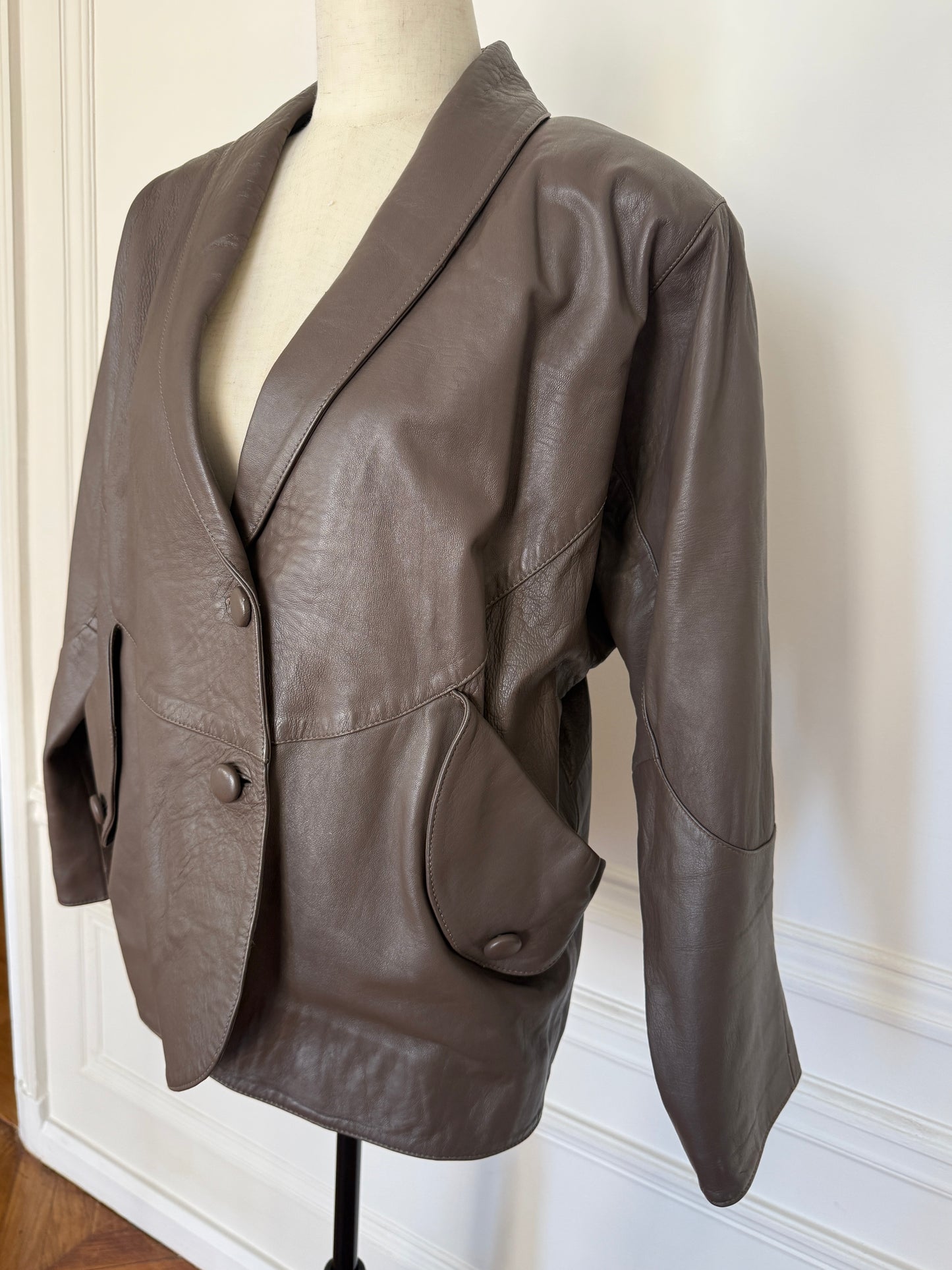 Taupe Leather Jacket