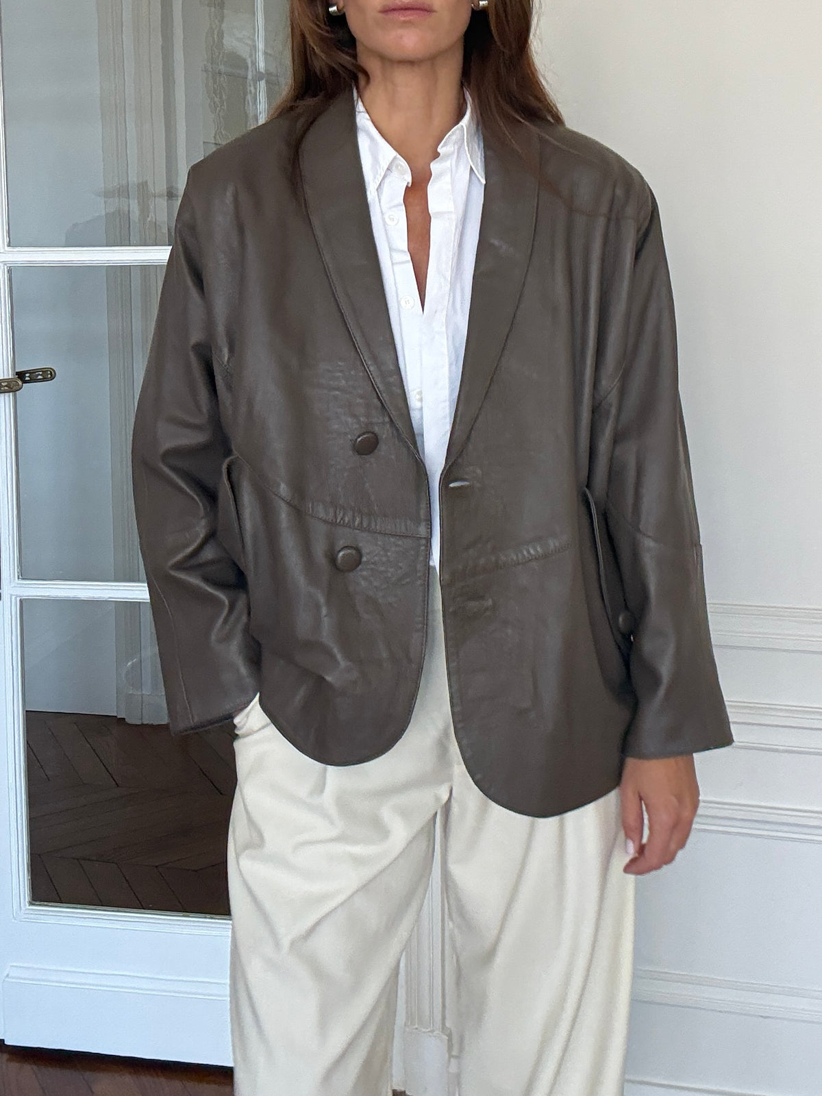 Taupe Leather Jacket