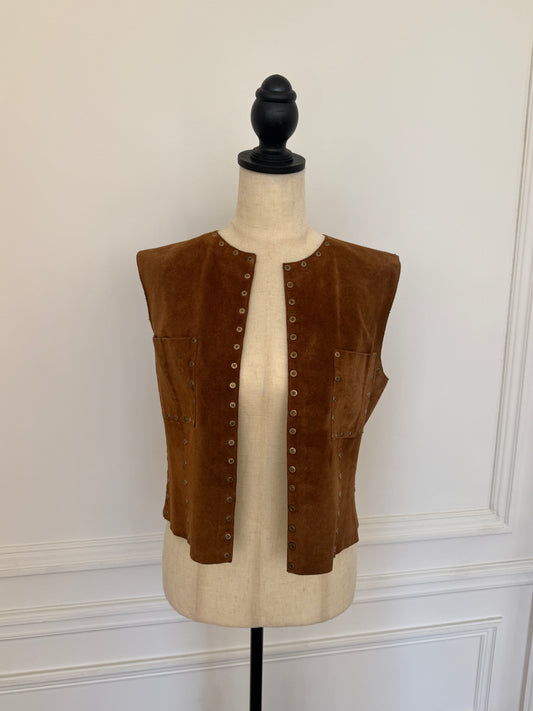 Celine Logo Suede Vest