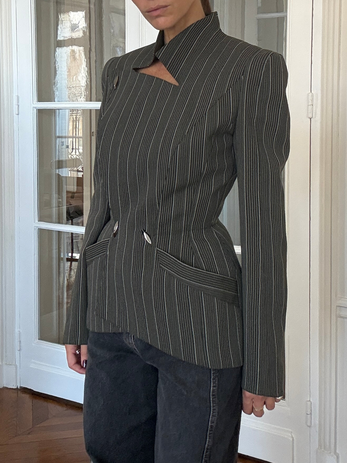 Pinstripe Mugler Blazer