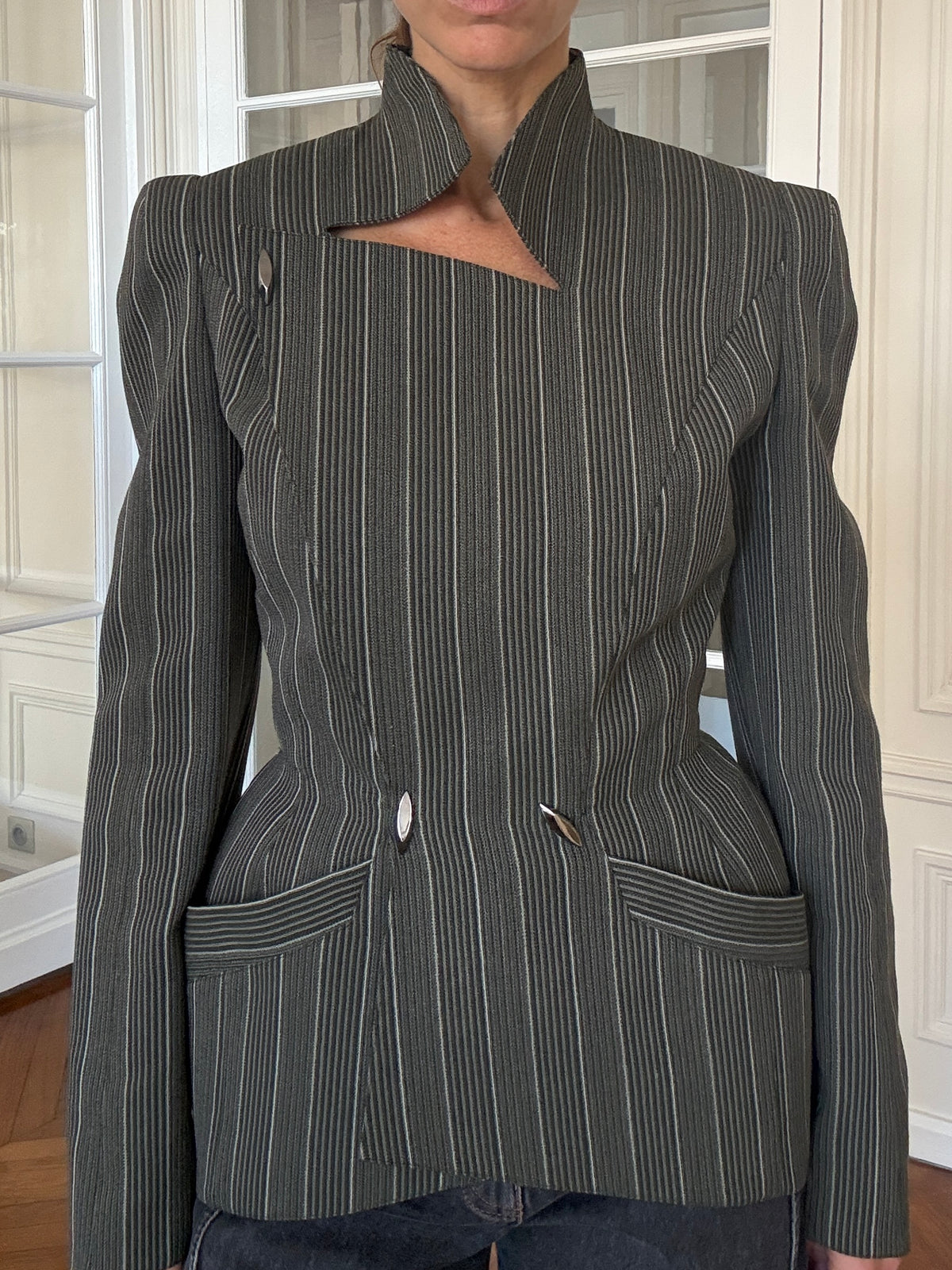 Pinstripe Mugler Blazer