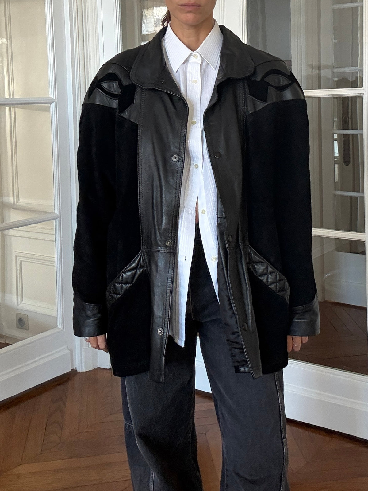 Leather and Suede Contrast Jacket