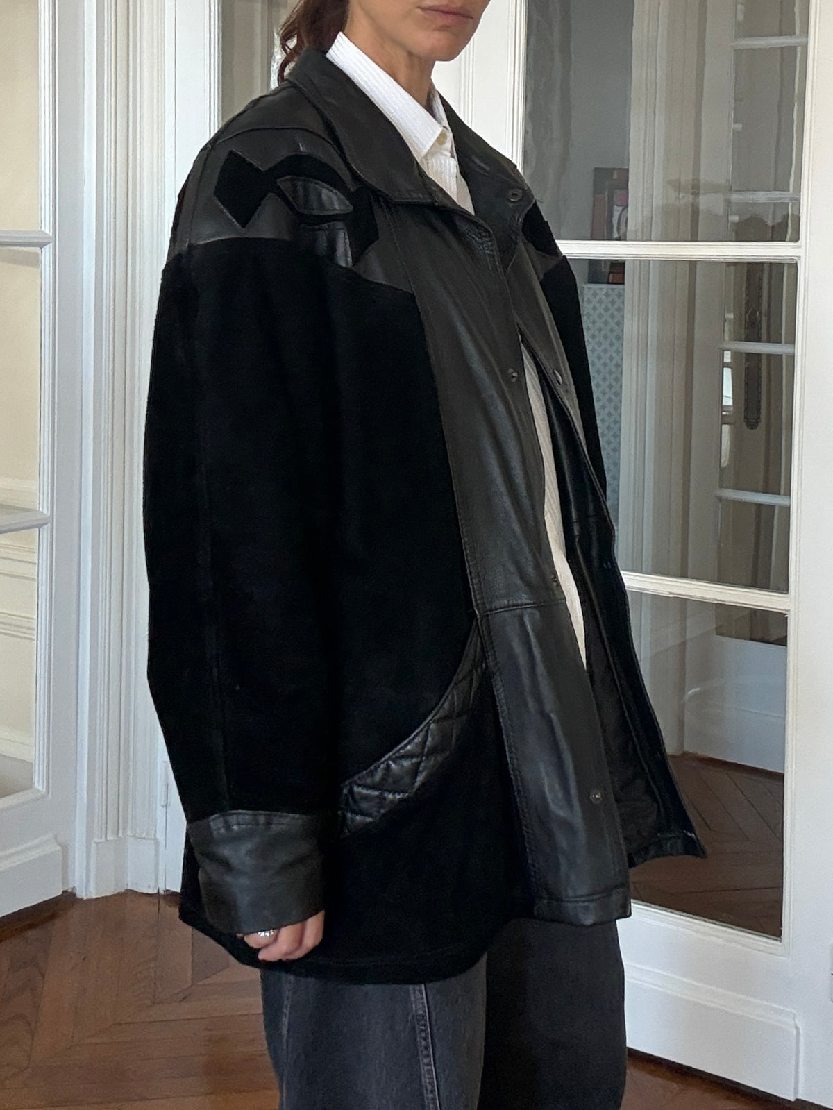 Leather and Suede Contrast Jacket