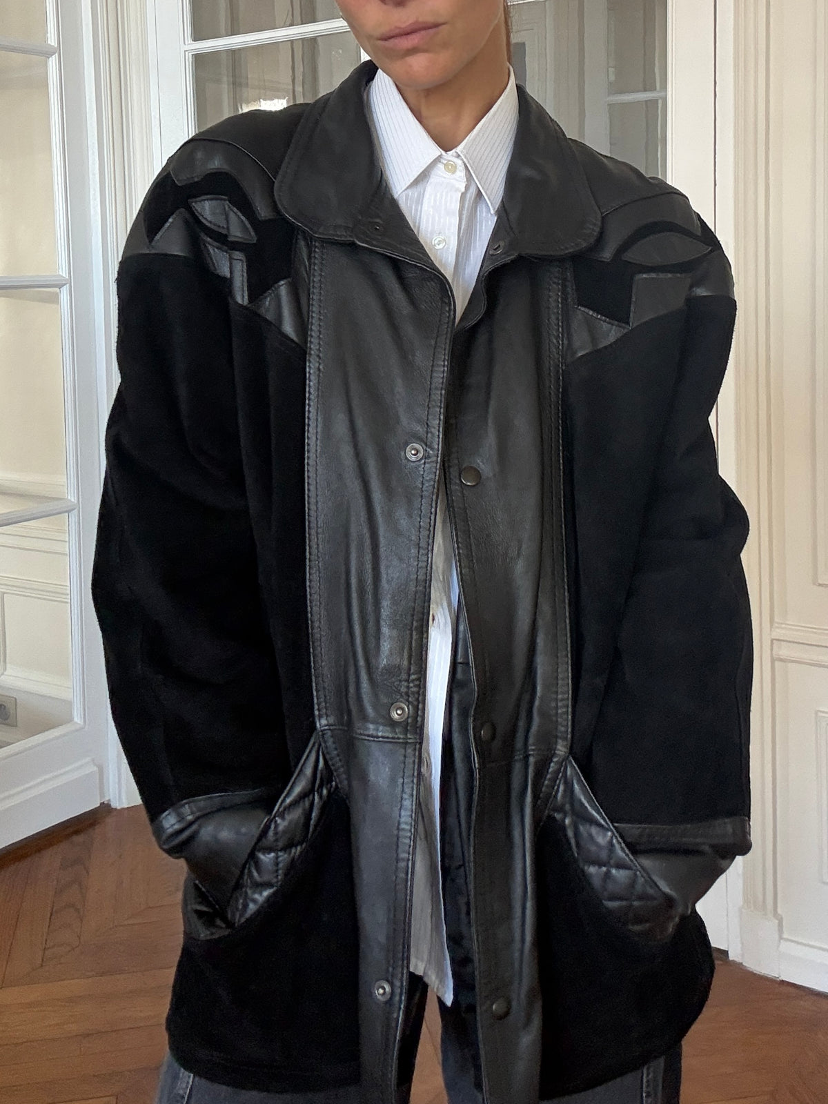 Leather and Suede Contrast Jacket