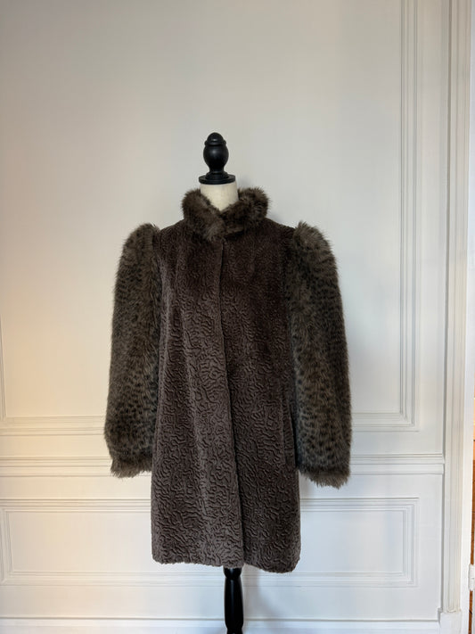 Taupe Faux Fur Coat