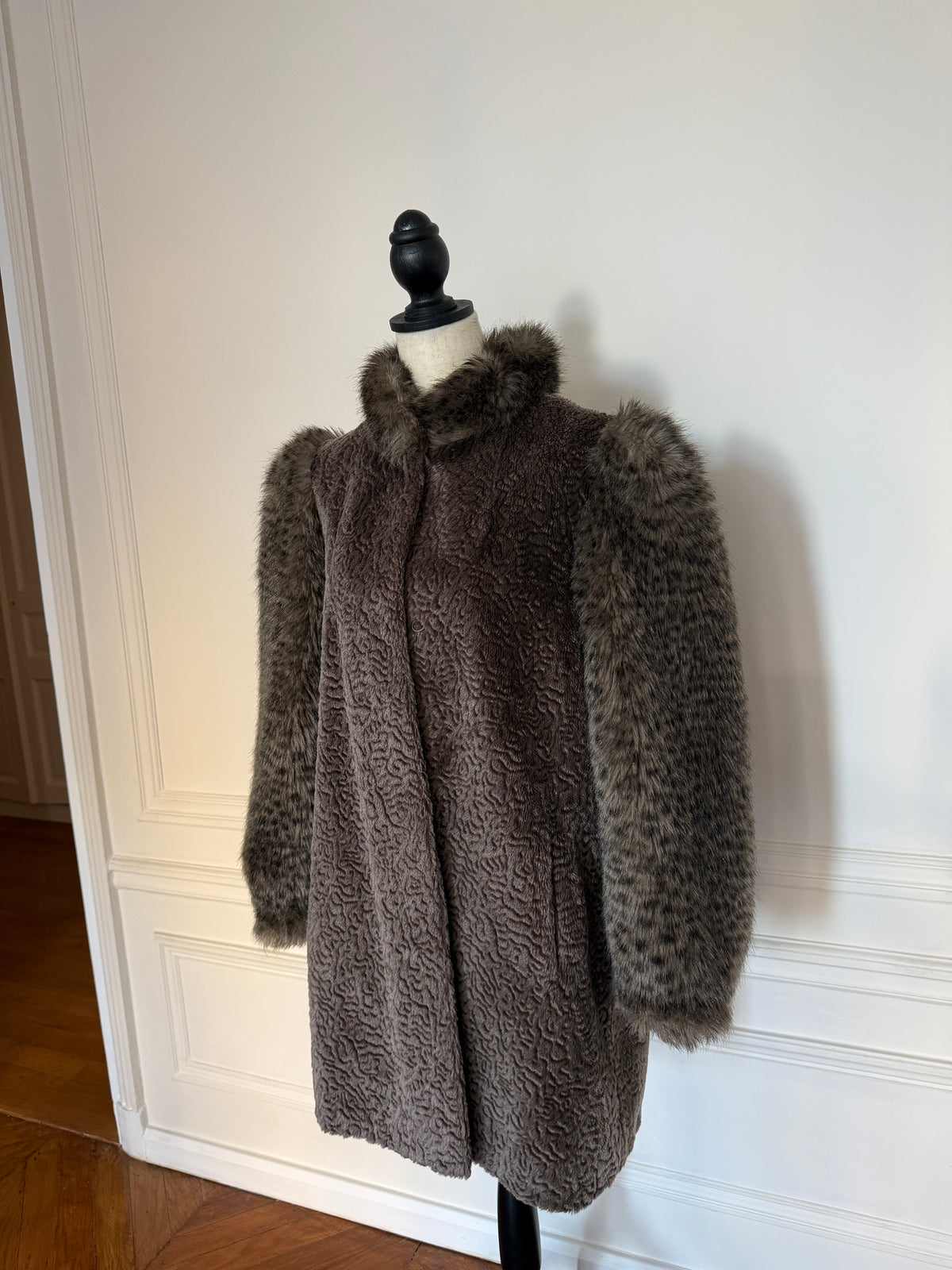 Taupe Faux Fur Coat