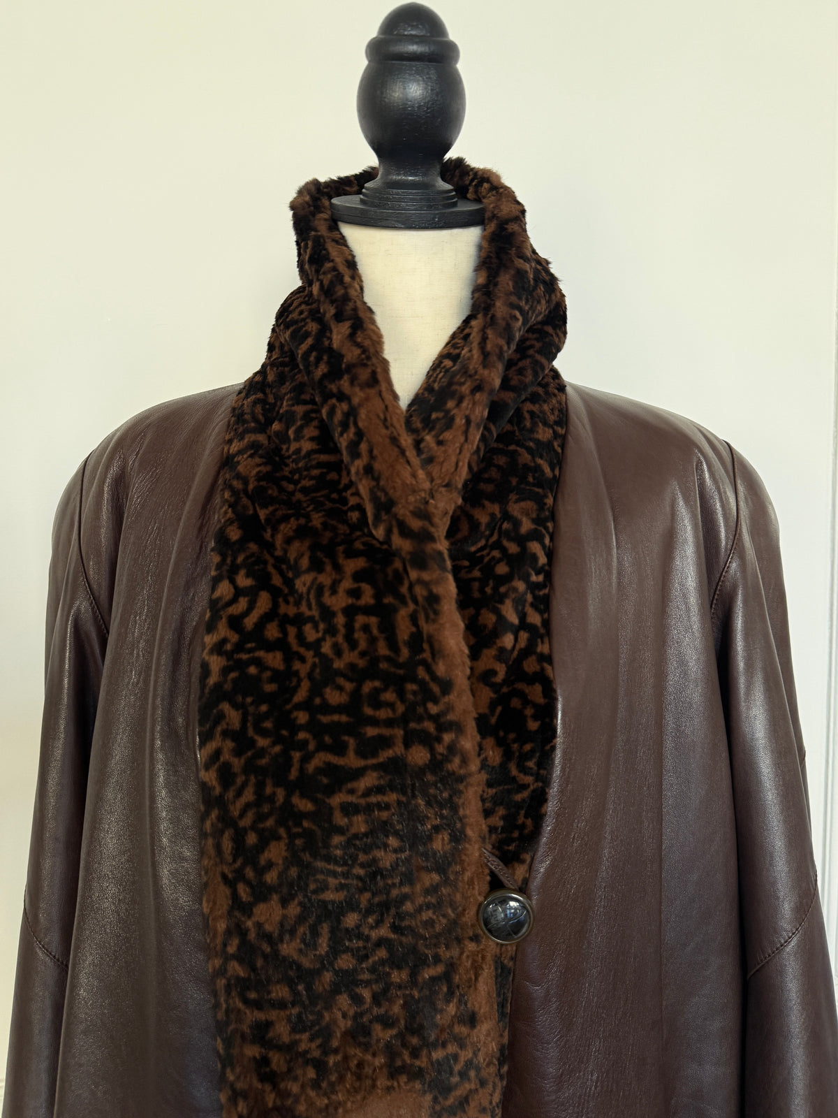 Reversible Brown Leather Coat