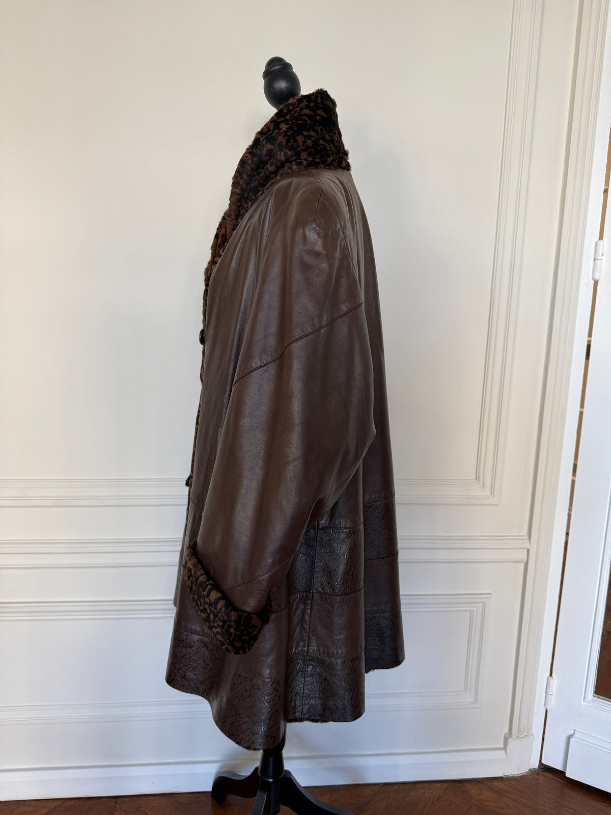 Reversible Brown Leather Coat