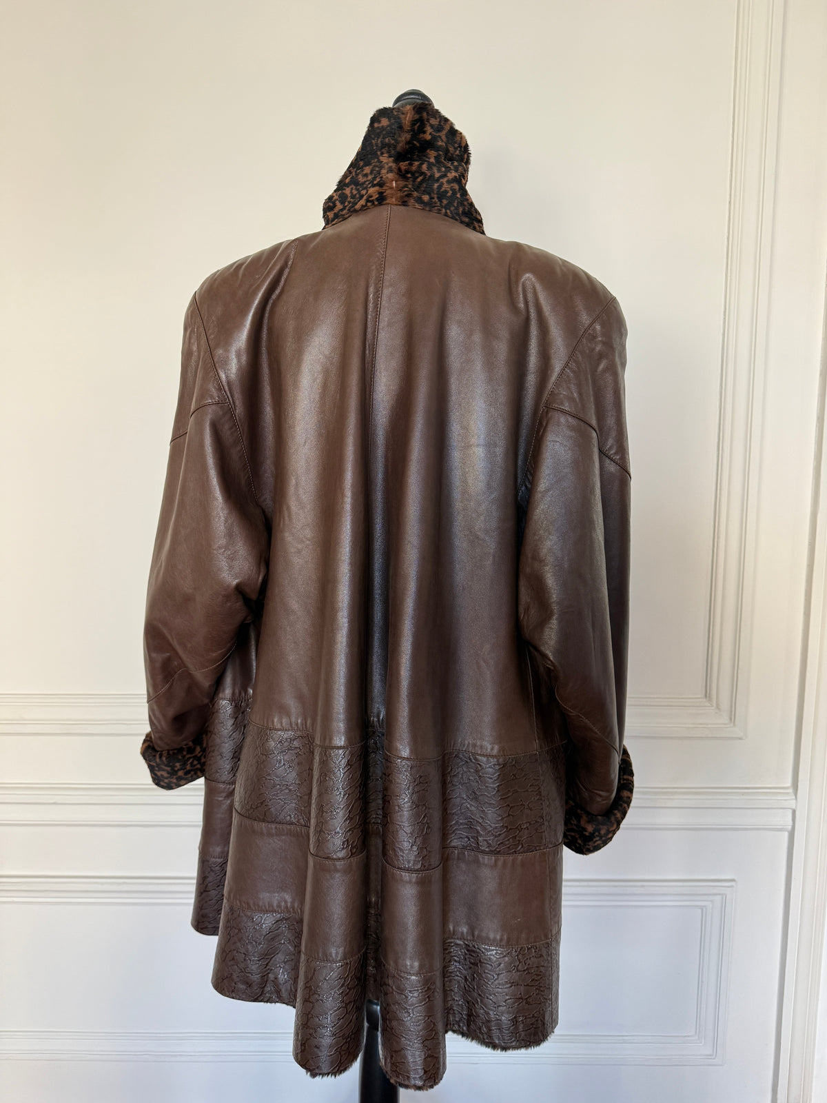 Reversible Brown Leather Coat