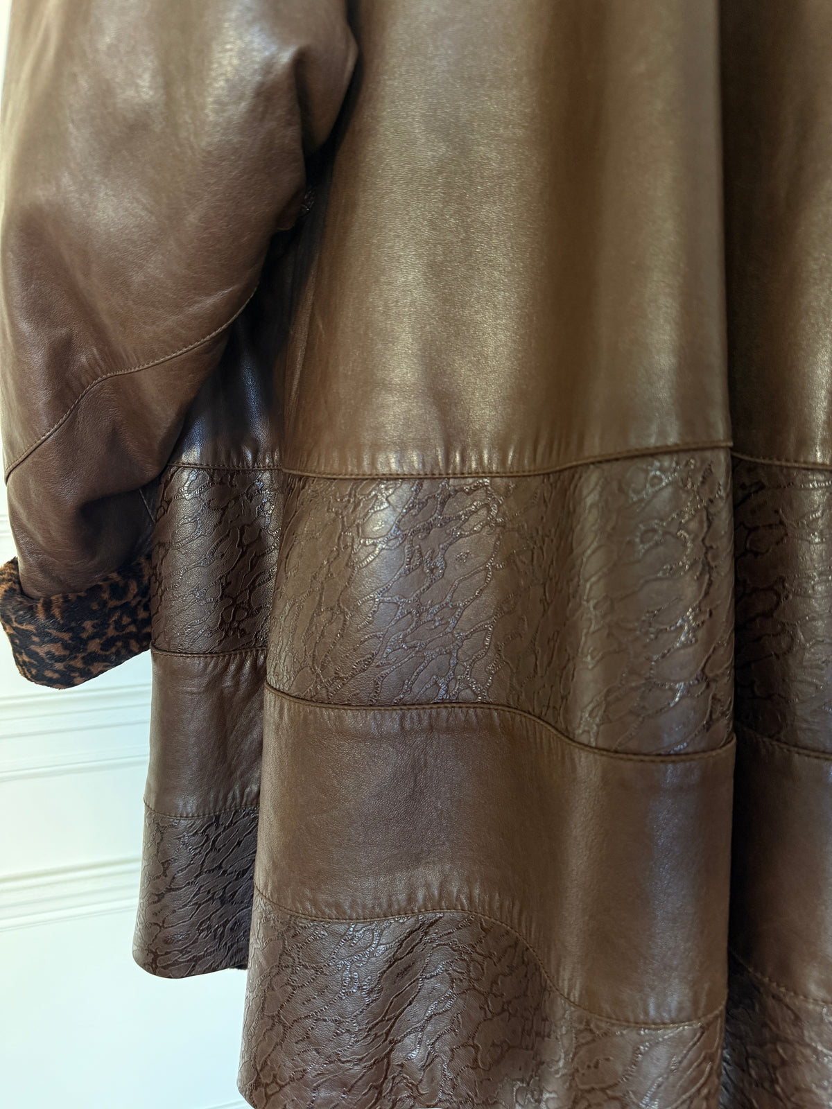 Reversible Brown Leather Coat