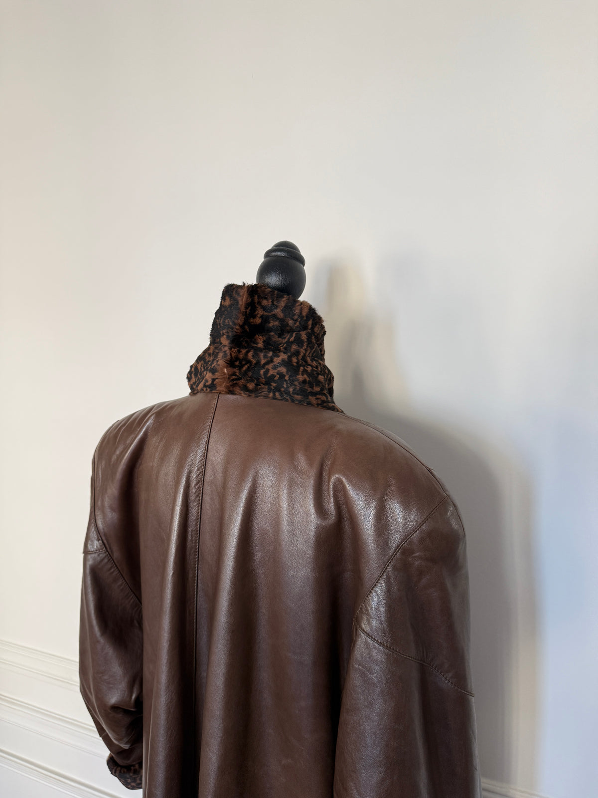 Reversible Brown Leather Coat