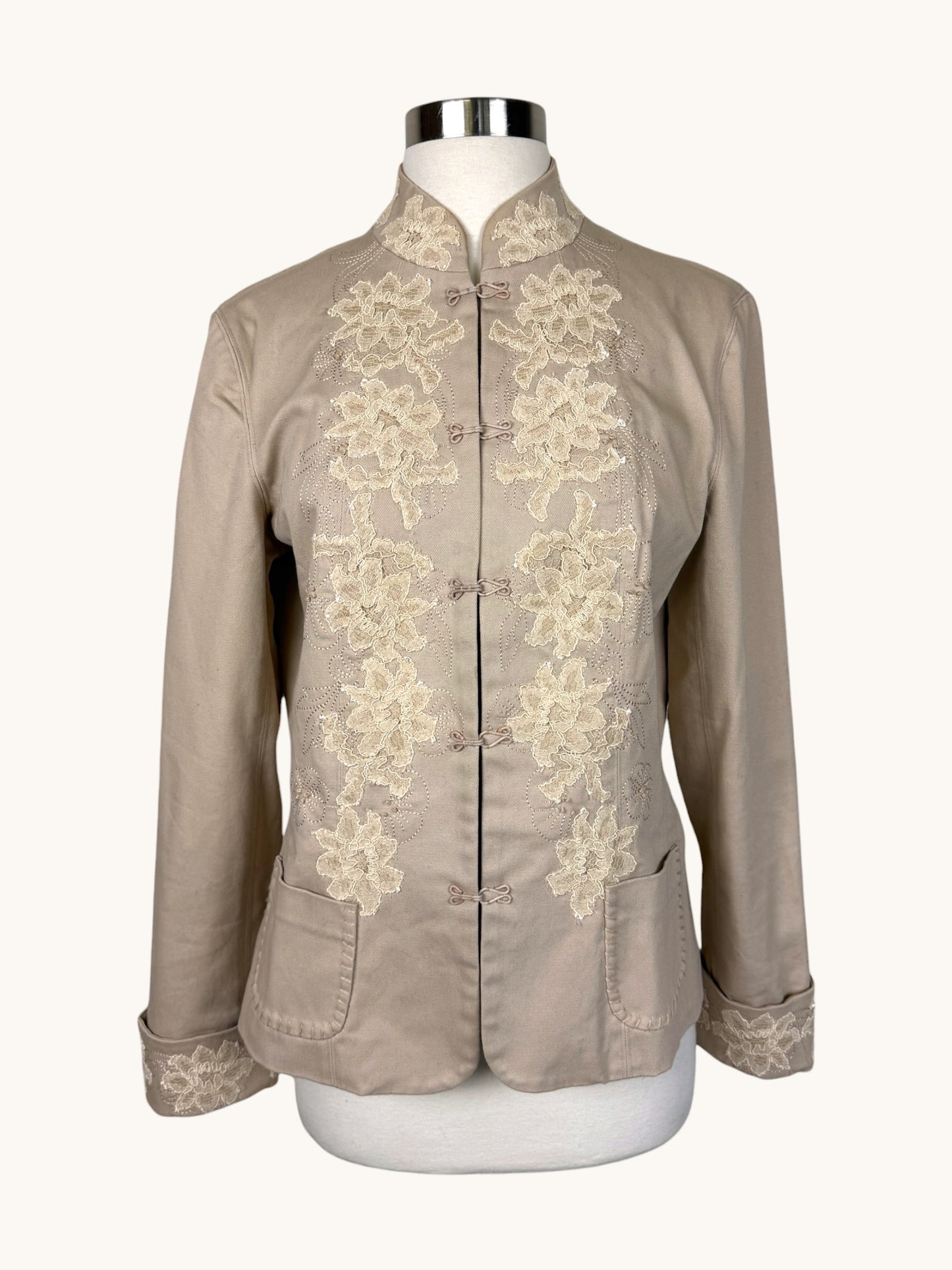 Beige Embroidered Blazer