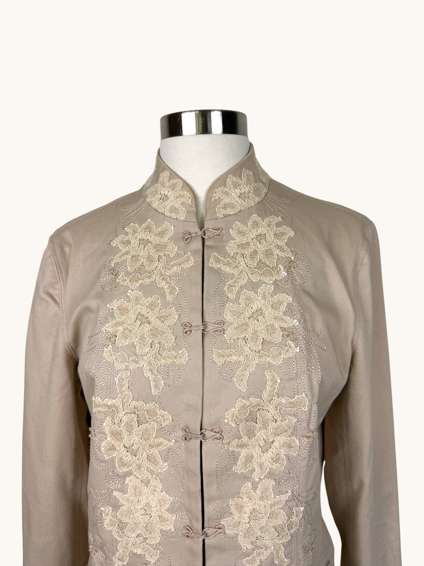Beige Embroidered Blazer