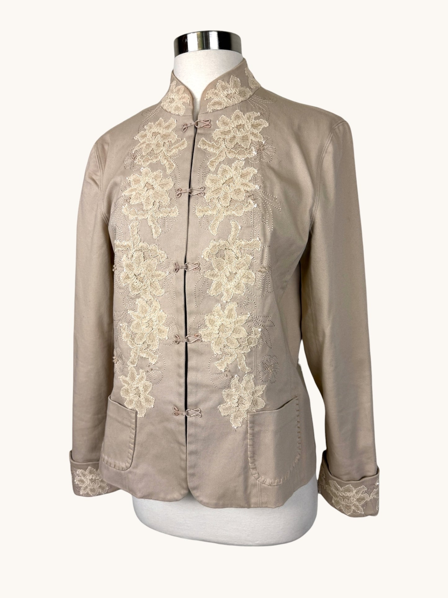 Beige Embroidered Blazer
