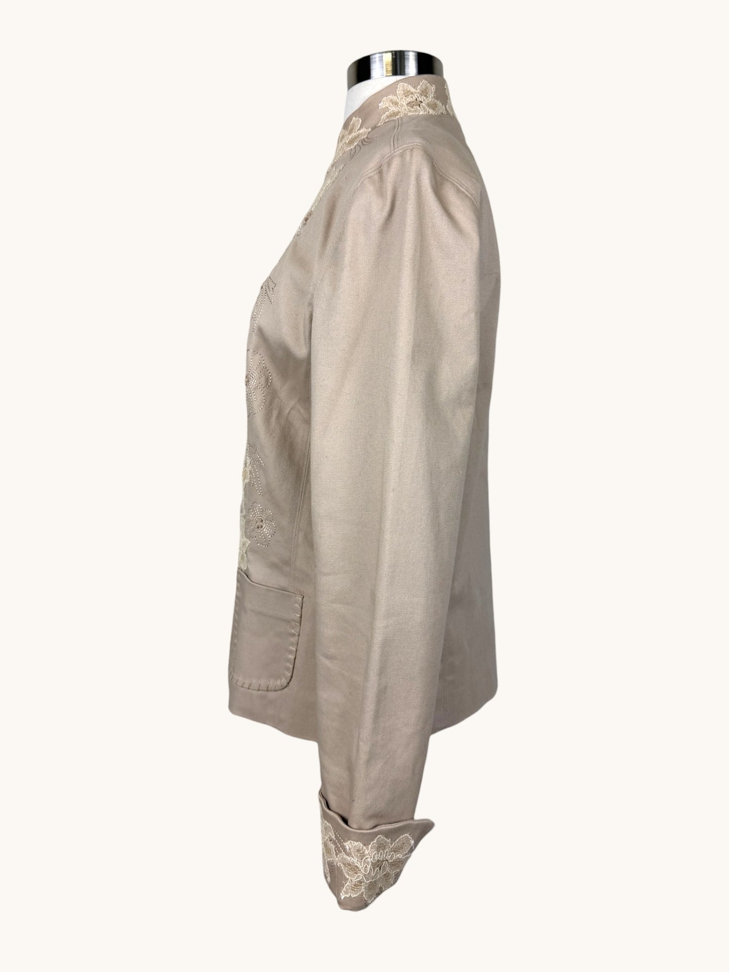 Beige Embroidered Blazer