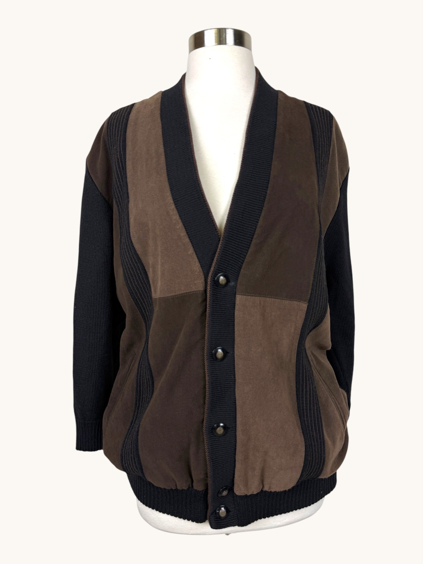 Knit and Suede Cardigan