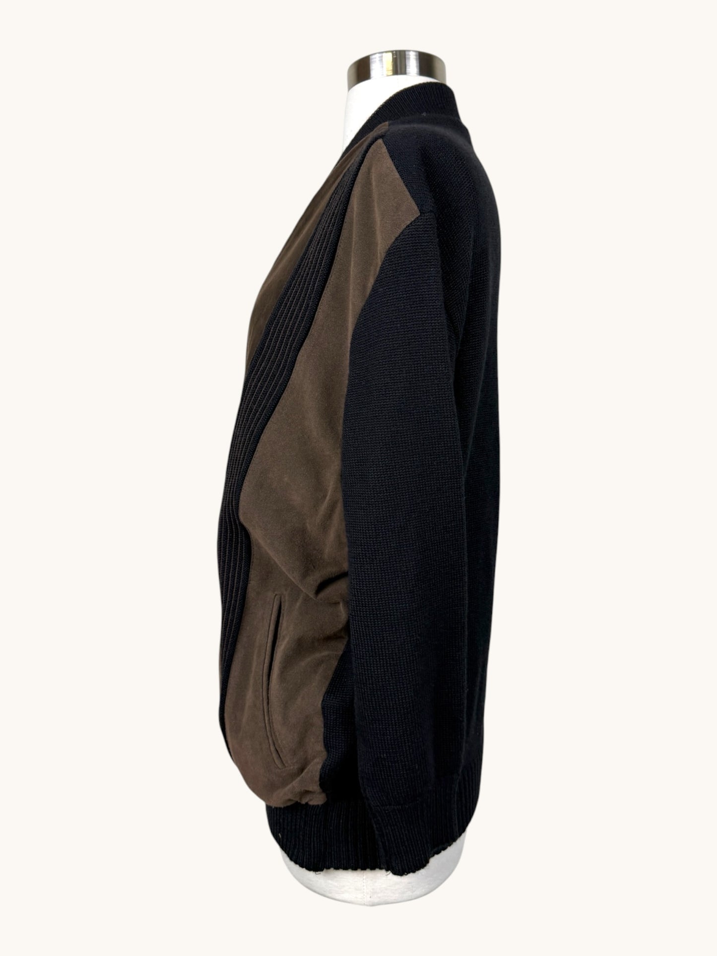 Knit and Suede Cardigan