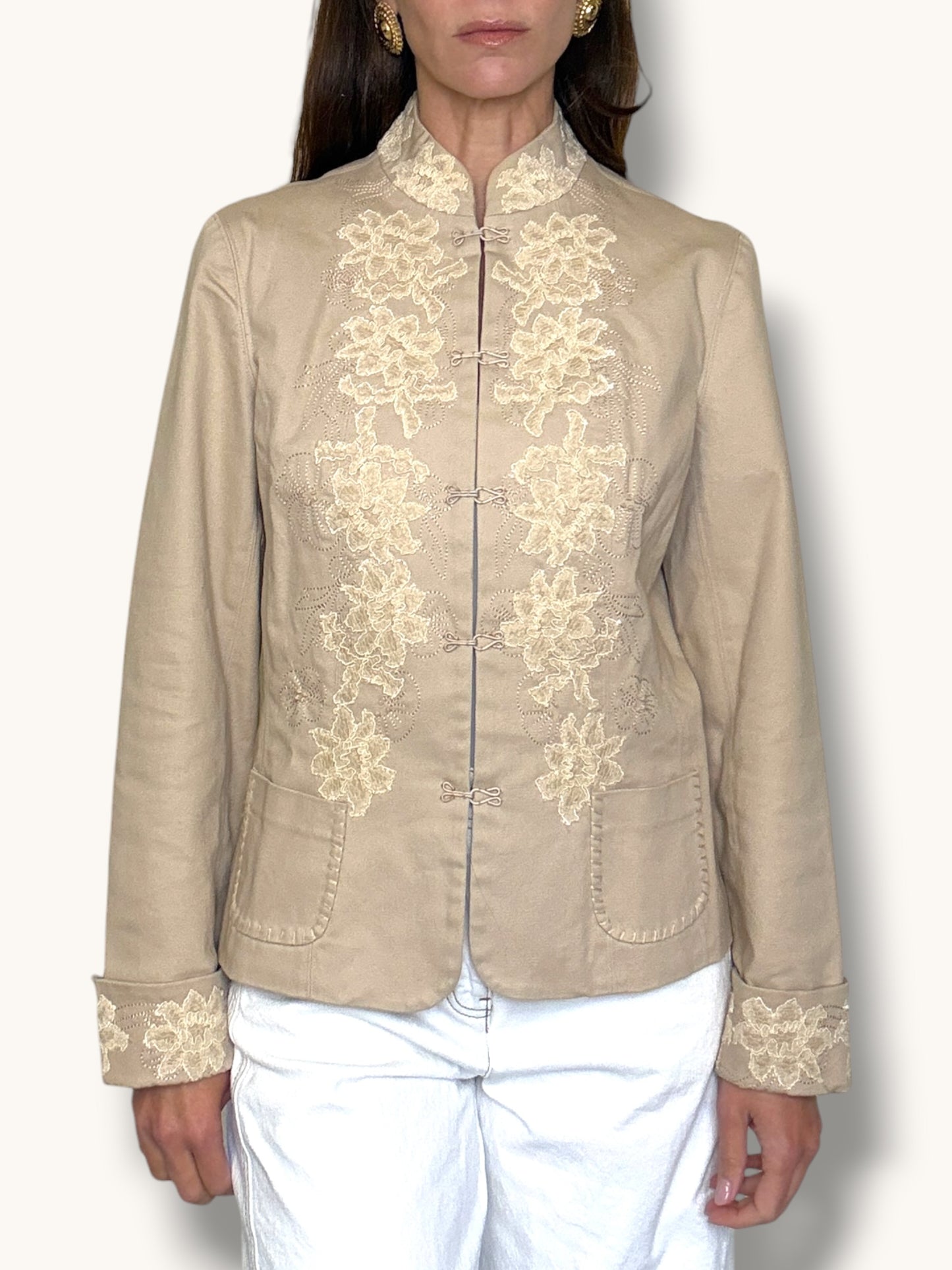Beige Embroidered Blazer