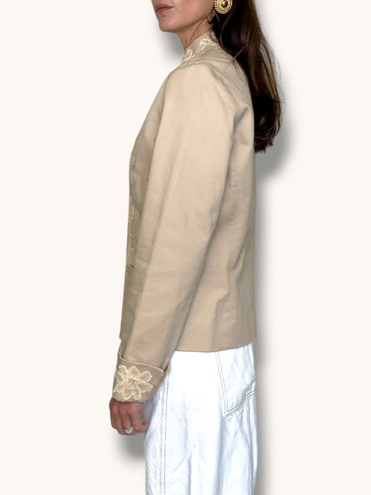 Beige Embroidered Blazer