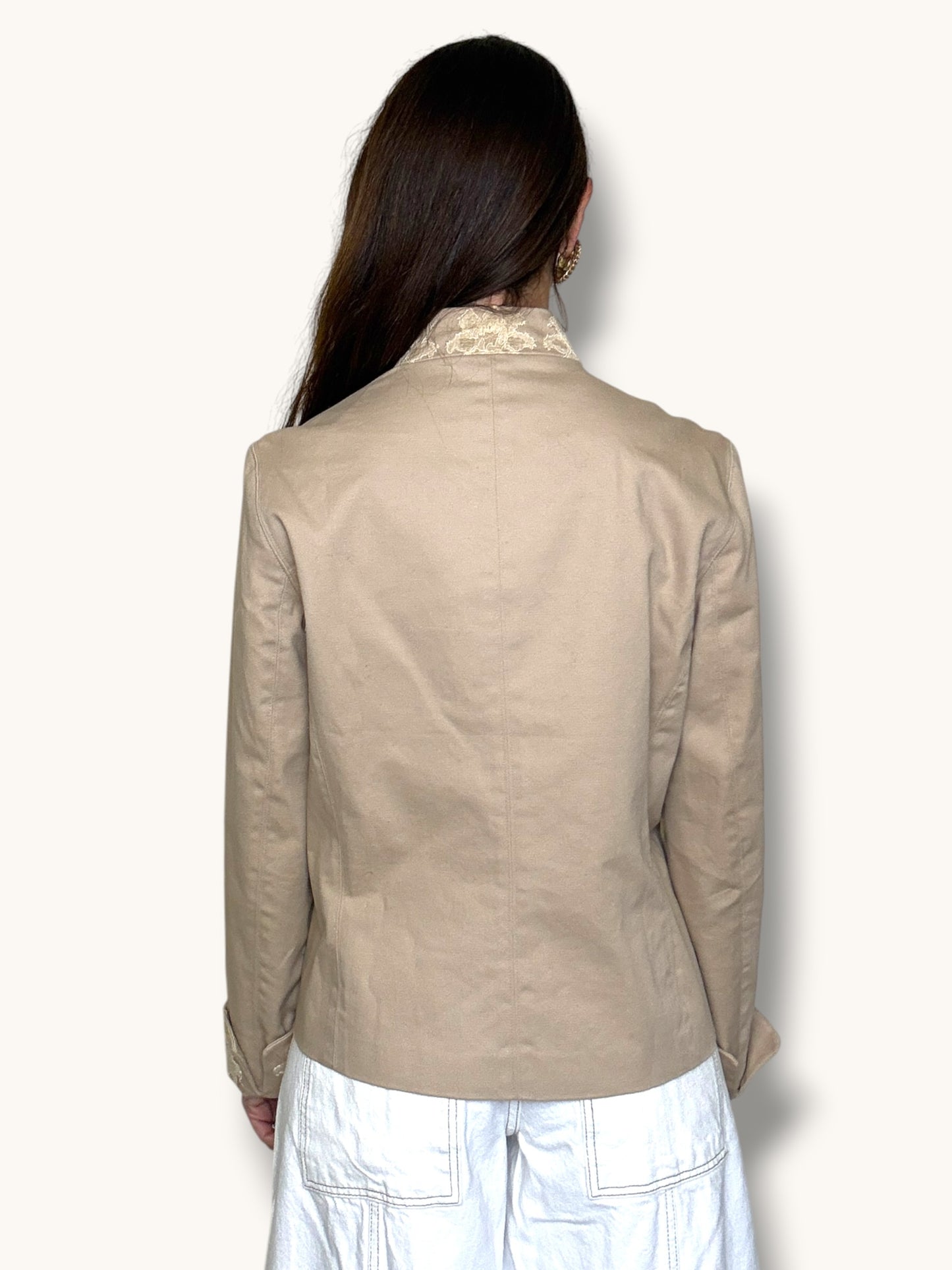 Beige Embroidered Blazer