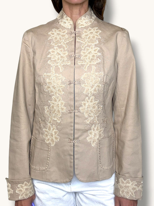 Beige Embroidered Blazer