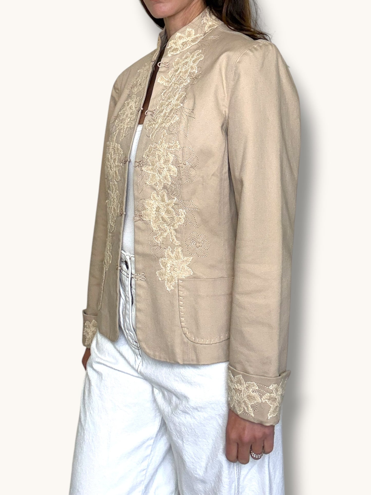 Beige Embroidered Blazer