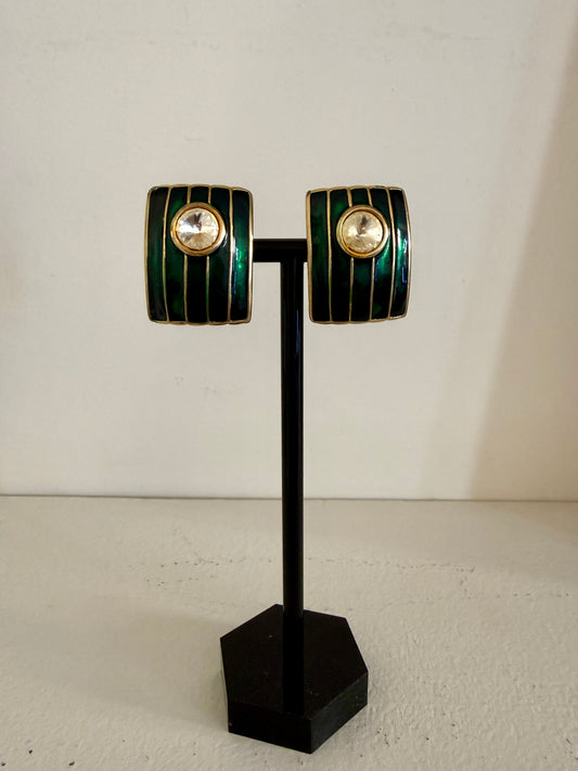 Green and Gold Earrings