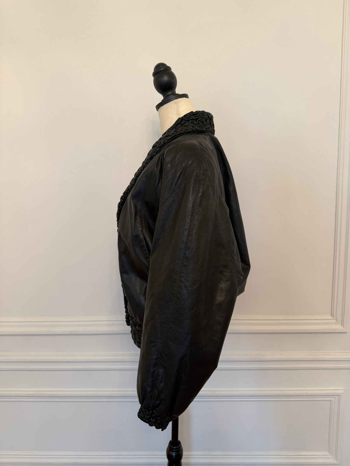 Woven Leather Bomber Jacket