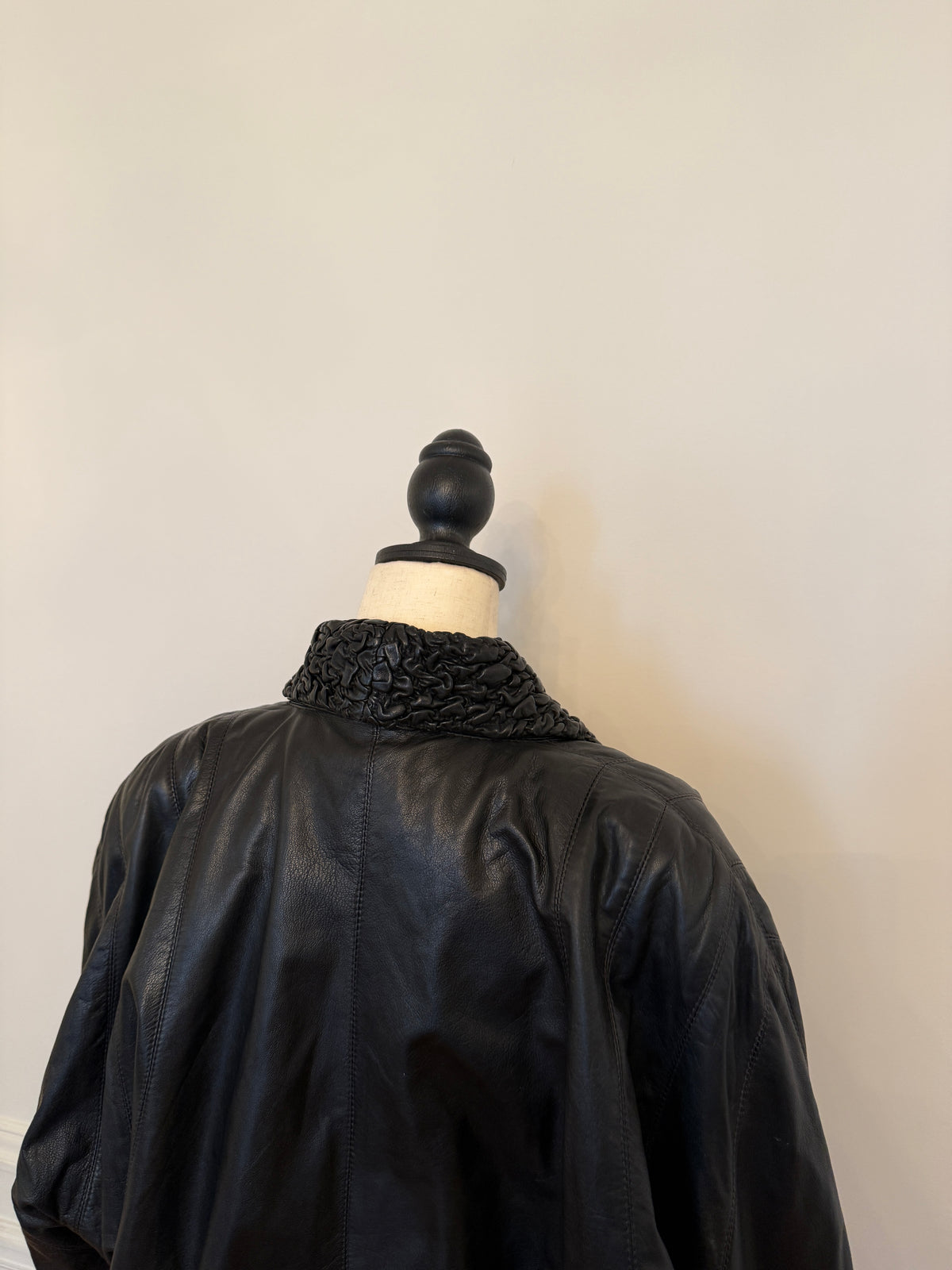 Woven Leather Bomber Jacket