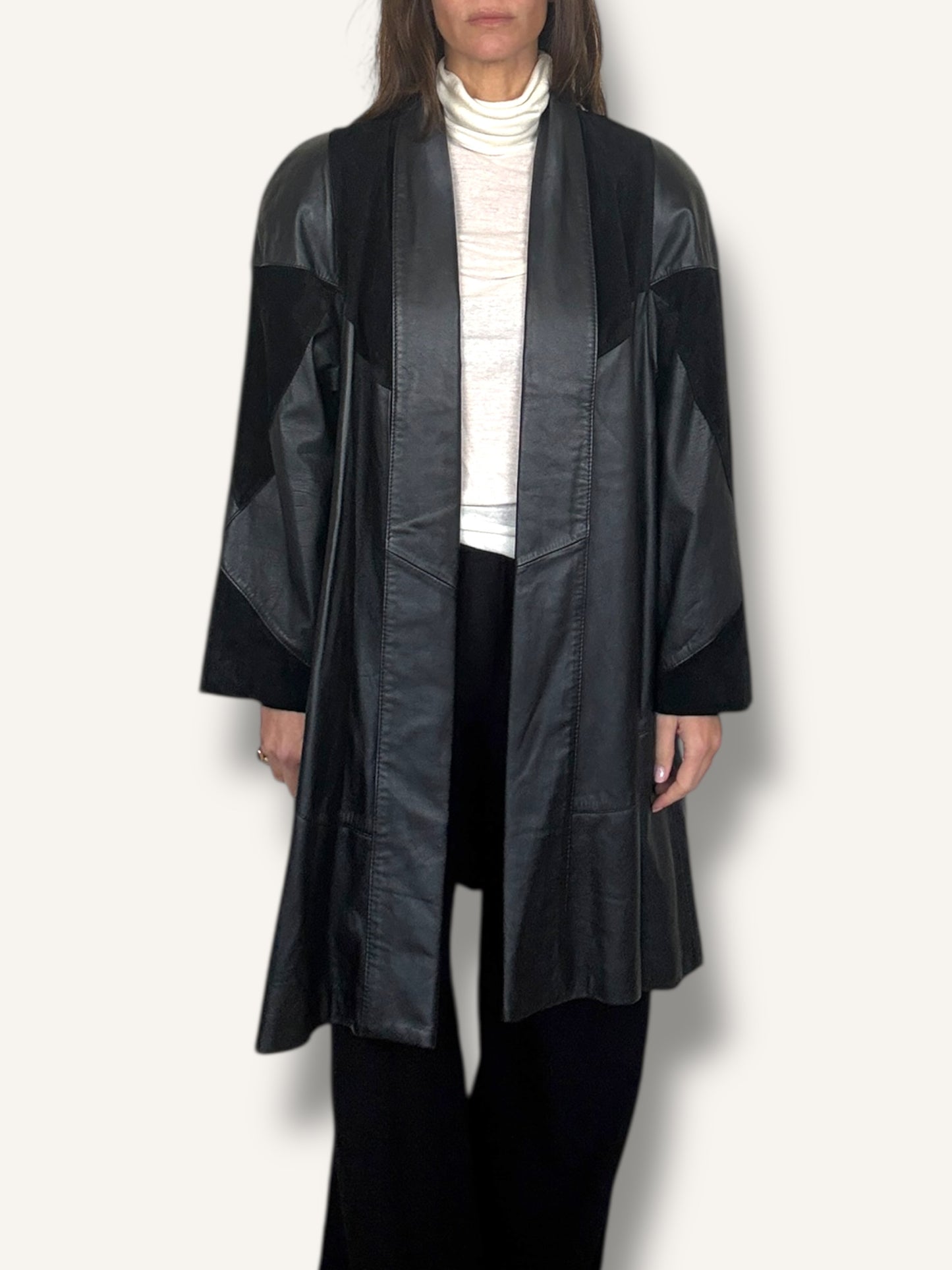 Patchwork Leather Coat