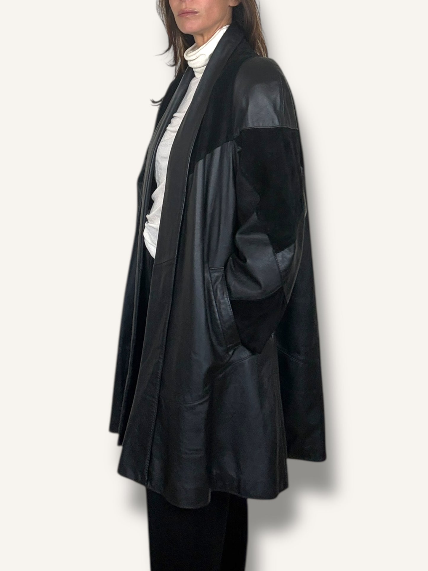 Patchwork Leather Coat