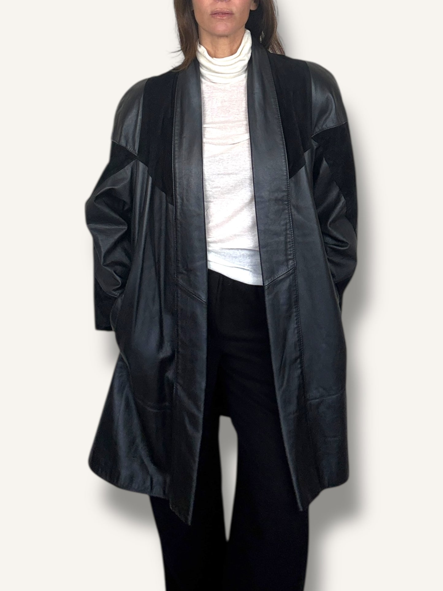 Patchwork Leather Coat