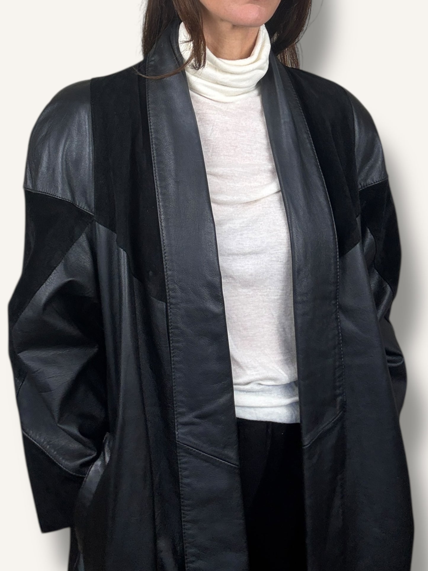 Patchwork Leather Coat