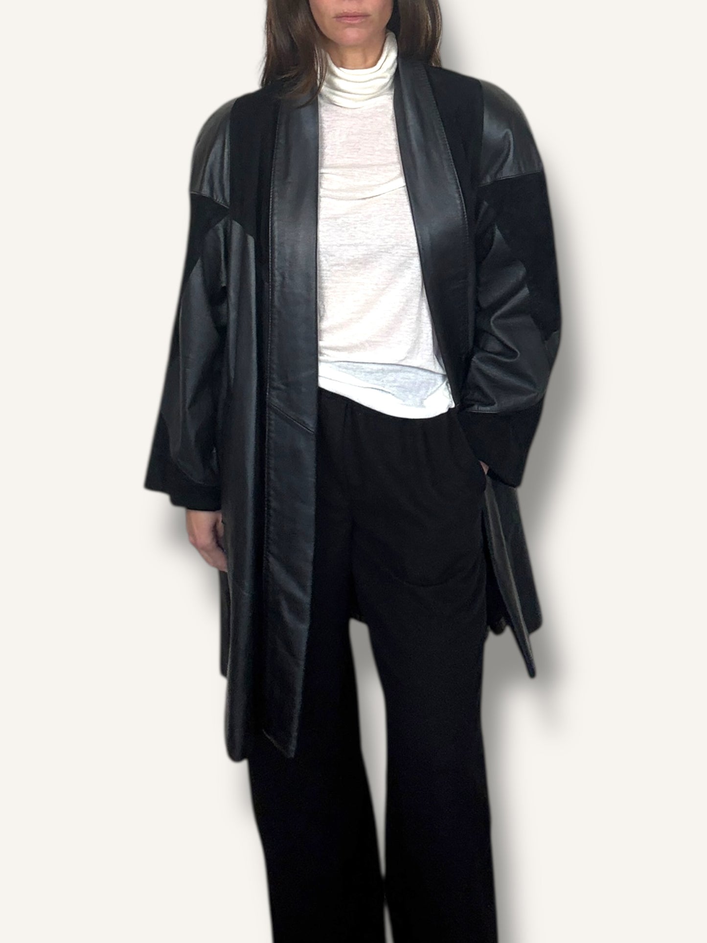 Patchwork Leather Coat