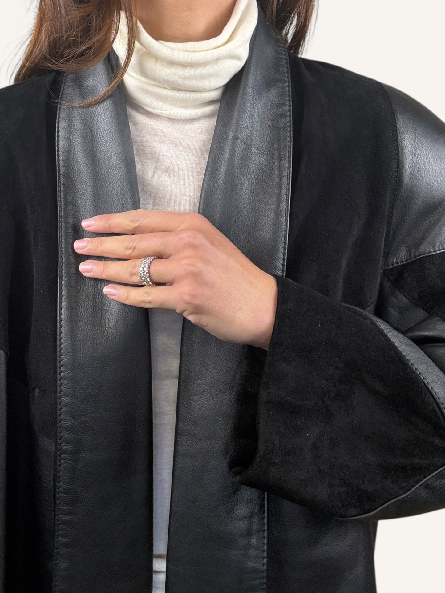 Patchwork Leather Coat