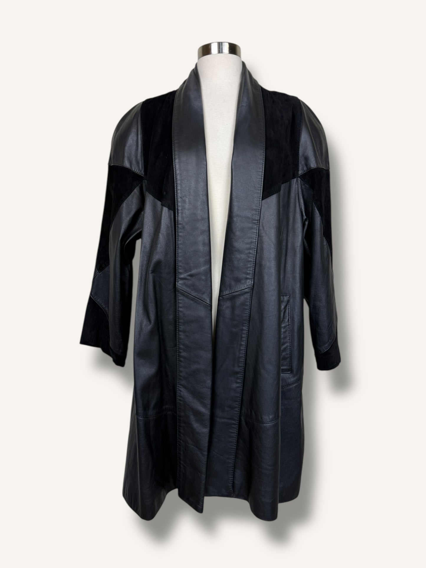 Patchwork Leather Coat