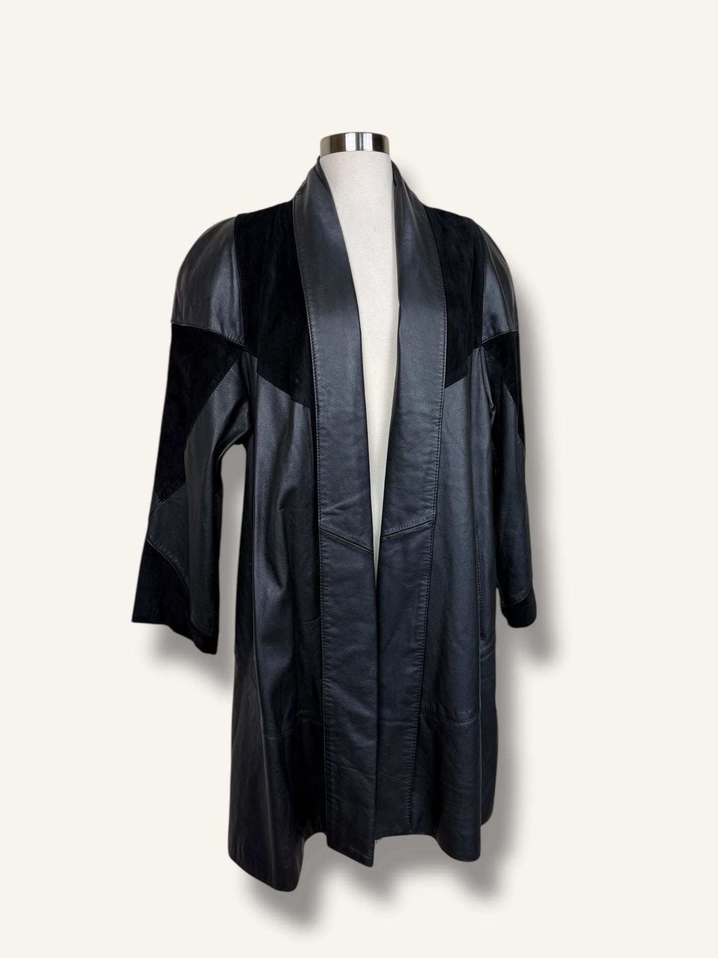 Patchwork Leather Coat