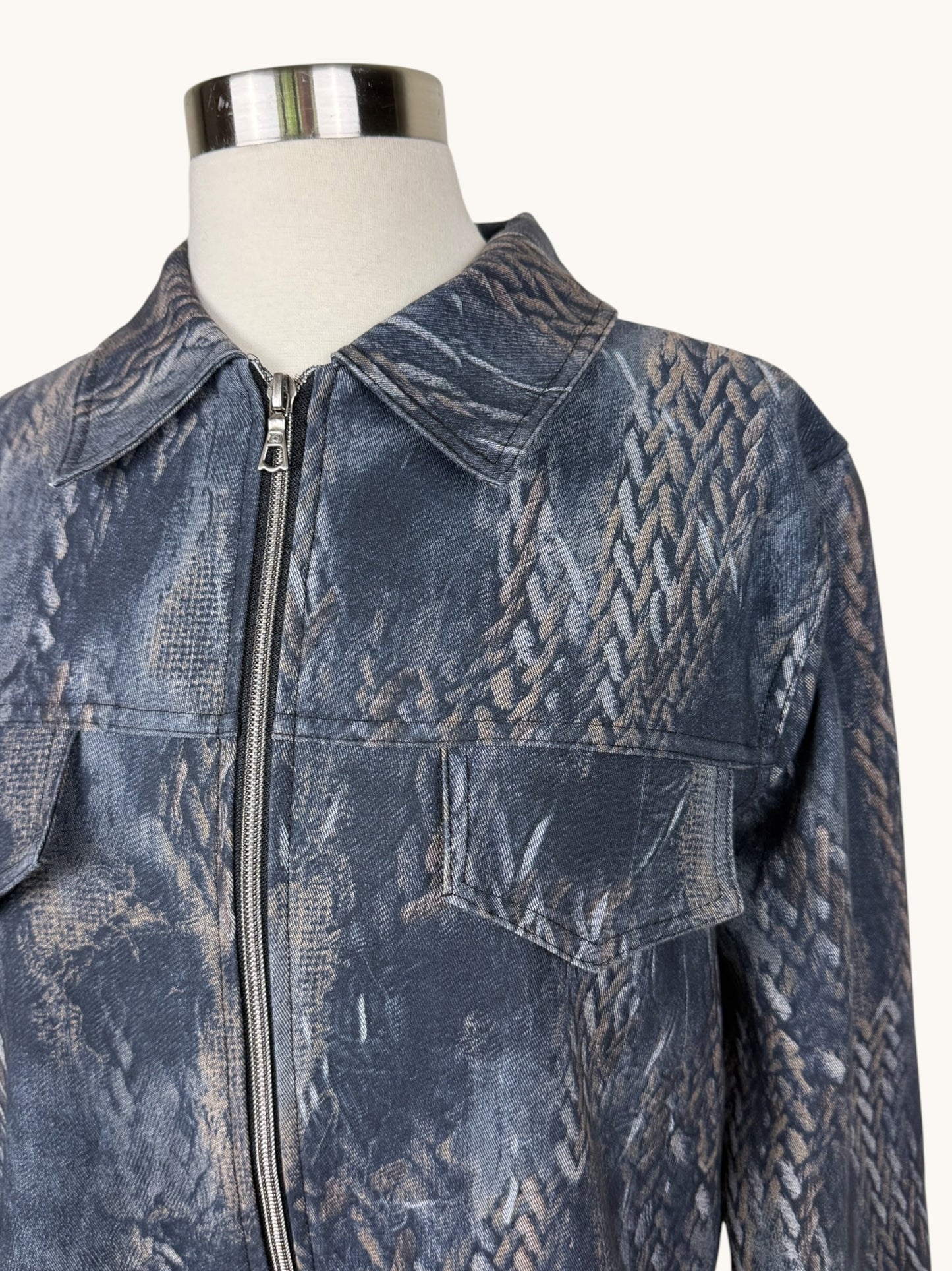 Printed Denim and Jacket Set