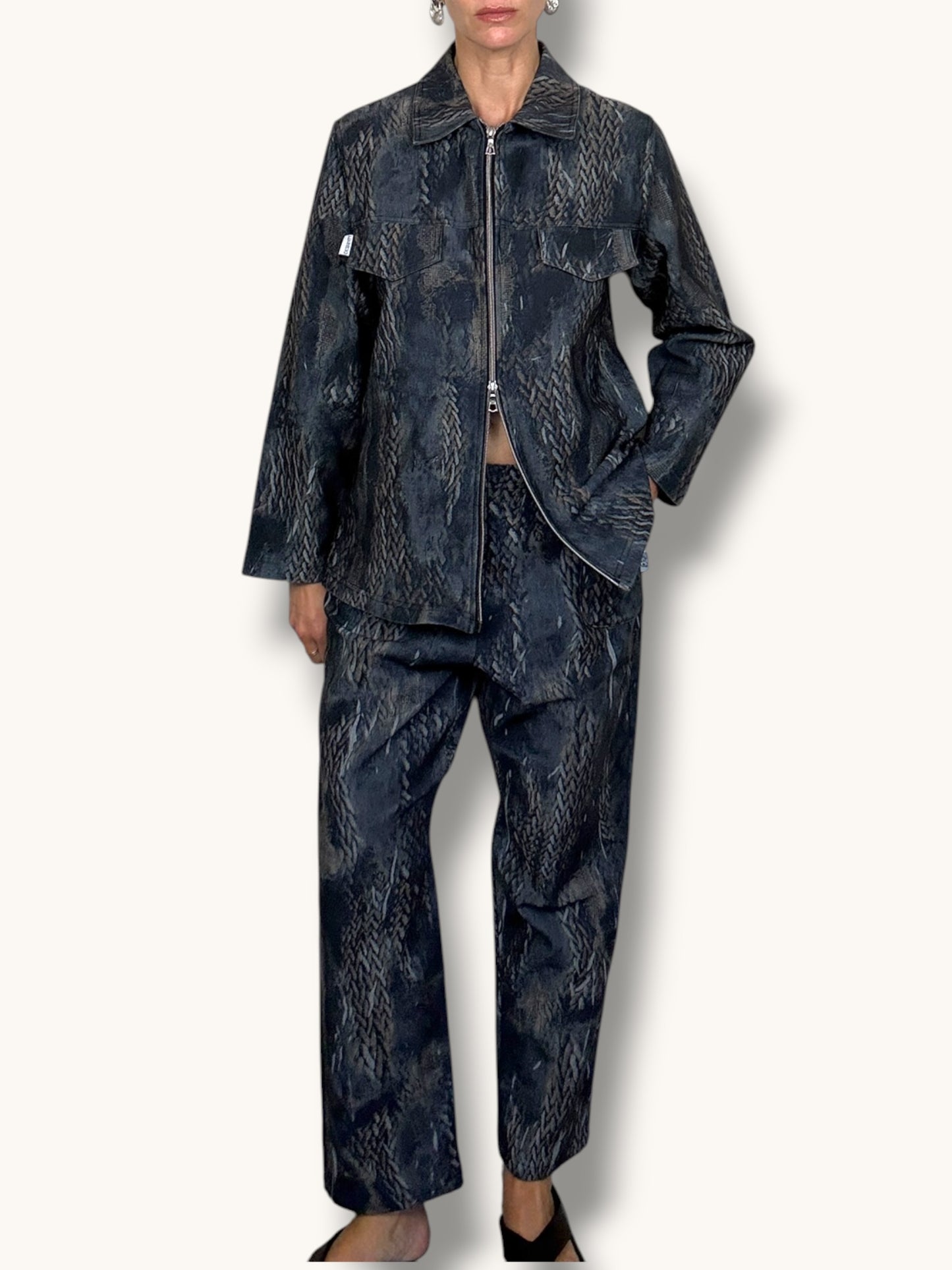 Printed Denim and Jacket Set