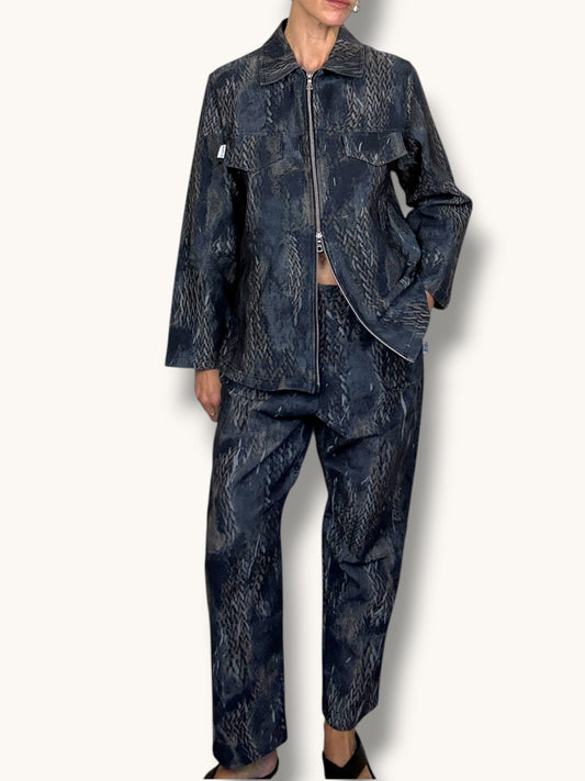 Printed Denim and Jacket Set
