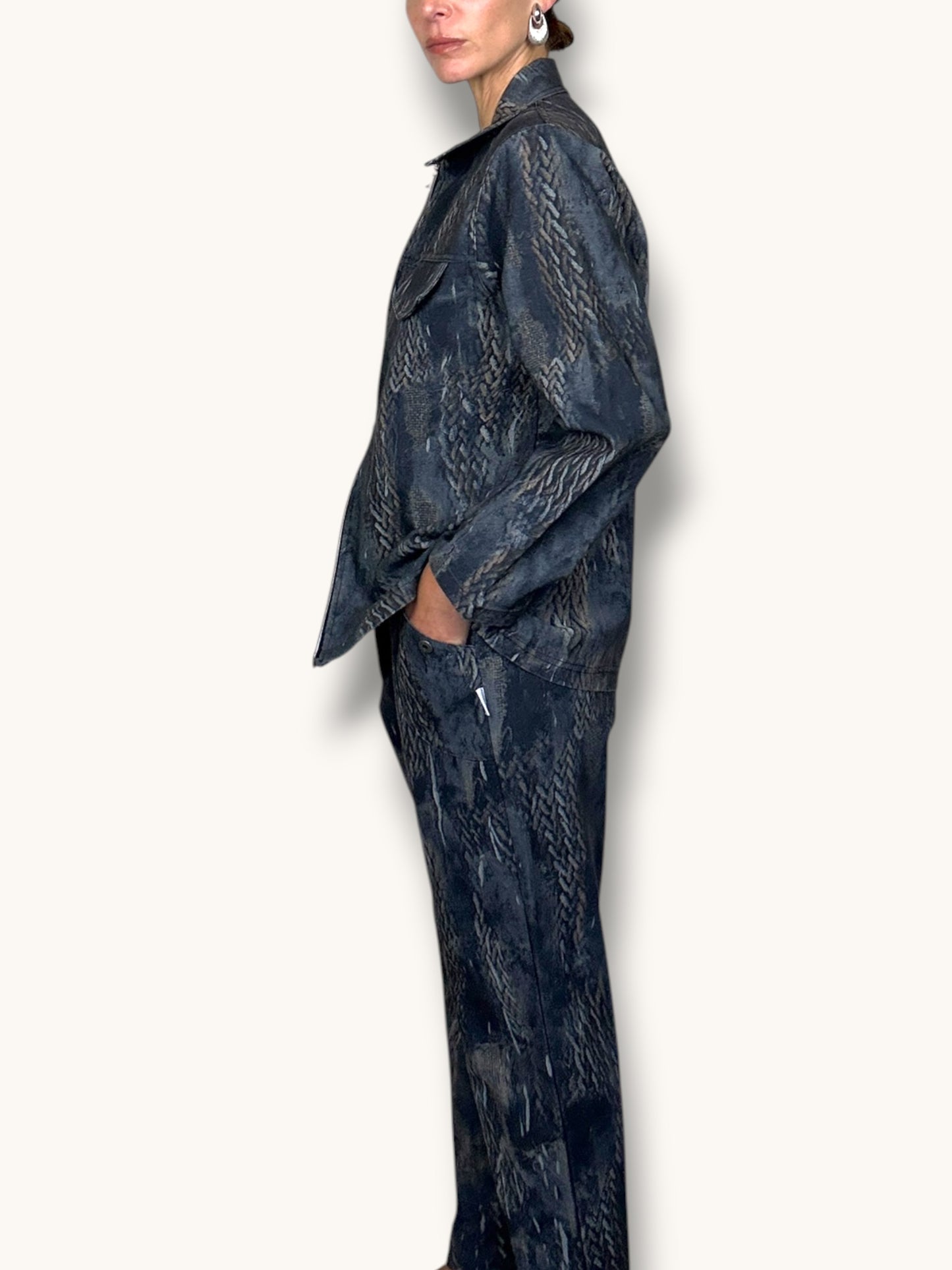 Printed Denim and Jacket Set