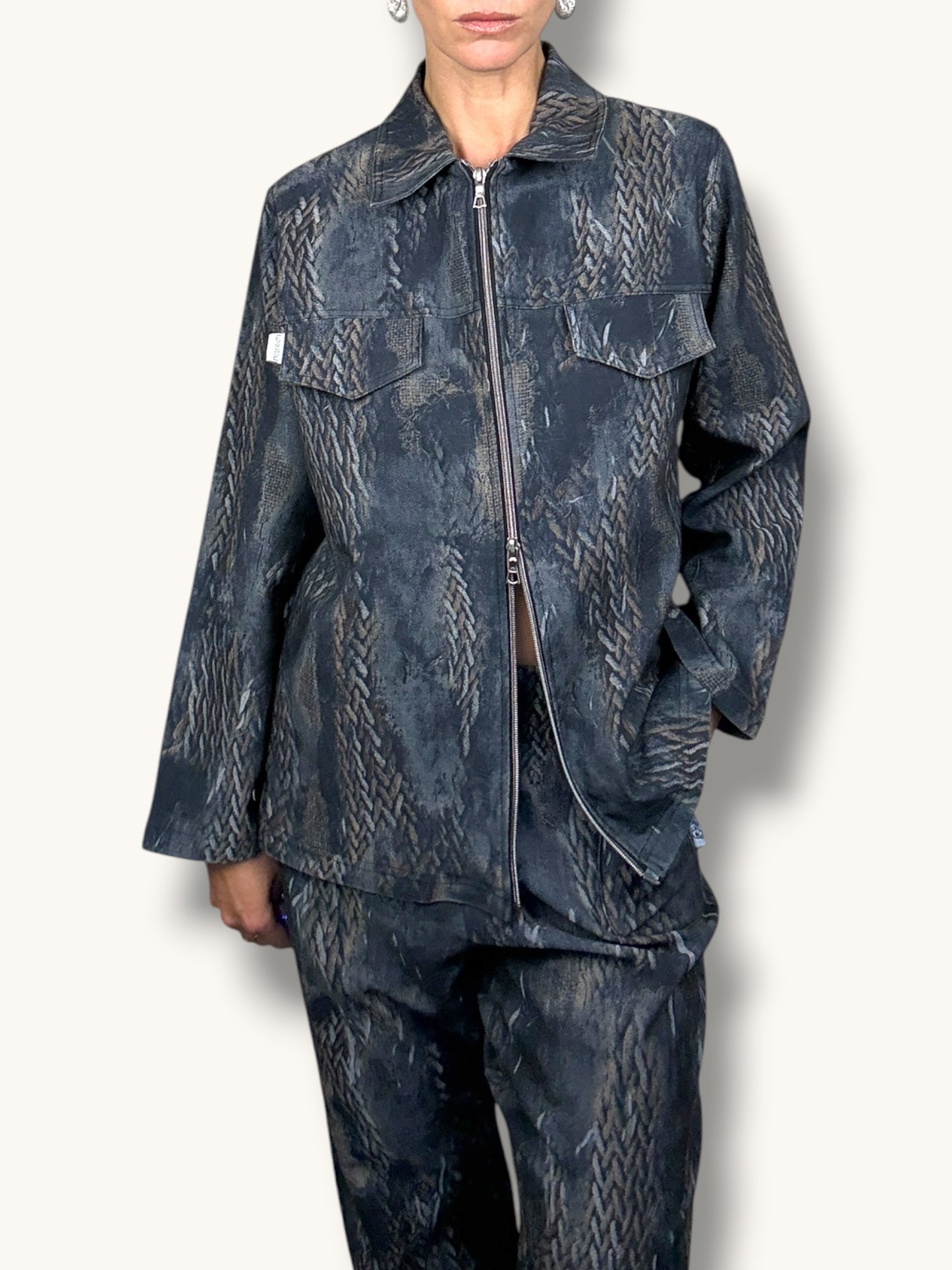 Printed Denim and Jacket Set