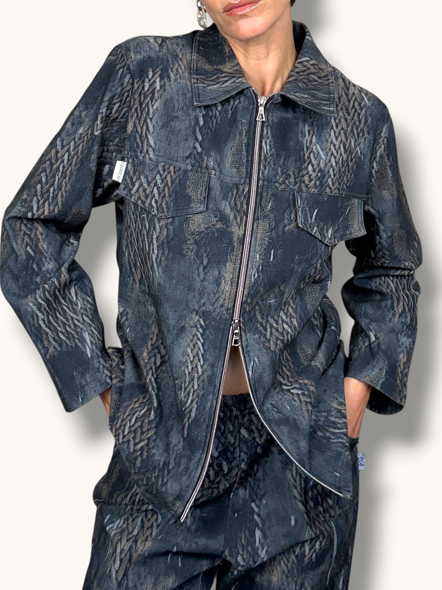 Printed Denim and Jacket Set