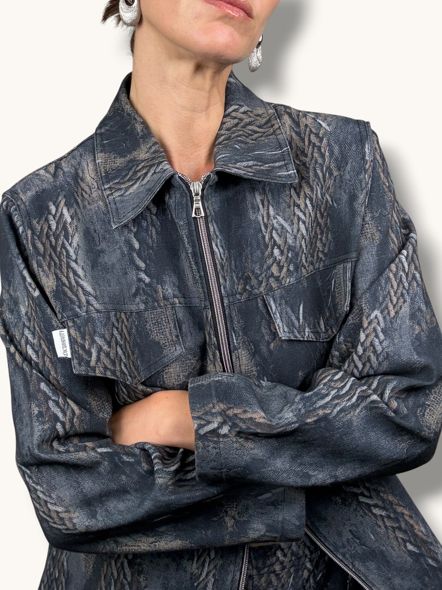 Printed Denim and Jacket Set